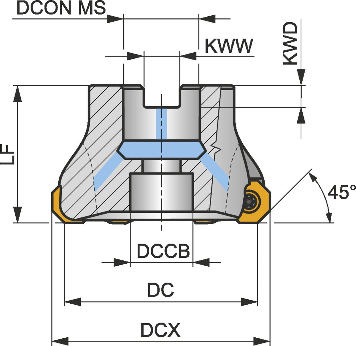 PRAMET Planfräser ISO 100A07R-S45OD06D, D.32mm, Rechtslauf, Schneid-D.109,5mm