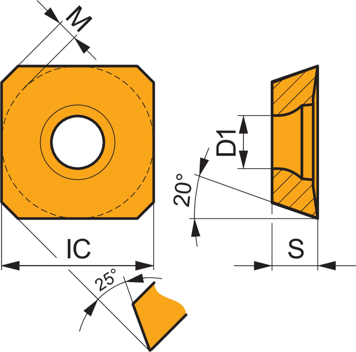 Dormer Pramet Fräswendeschneidplatte SEET 12T3M-PM M8330 PVD-beschichtet Gold