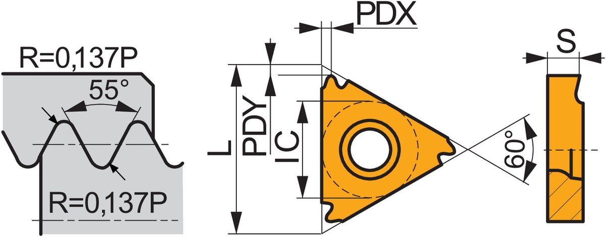 PRAMET Gewindedreh-Wendeschneidplatte TN 16EL110W:T8030 PVD beschichtet – 5 Stück
