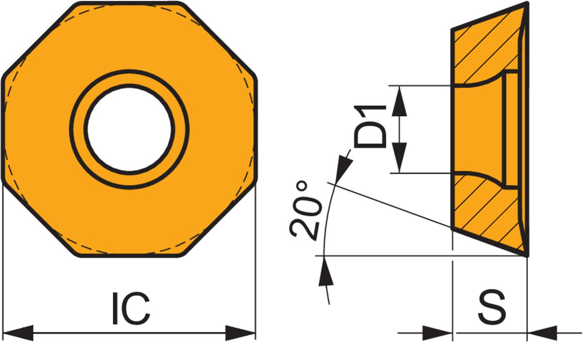 PRAMET Fräswendeschneidplatte OEHT 0604AEER-MF M6330 PVD Ø5,5 mm oktagonal