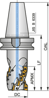 PRAMET Walzenstirnfräser ISO 100T05R-S90AD16E80-C, D.40mm, Rechtslauf, Schneid-D.100mm