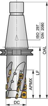 PRAMET Walzenstirnfräser ISO 50J4R124X50-SSAP55+21, Schneid-D. 50 mm, Rechtslauf, für tiefes Schulter- und Nutfräsen