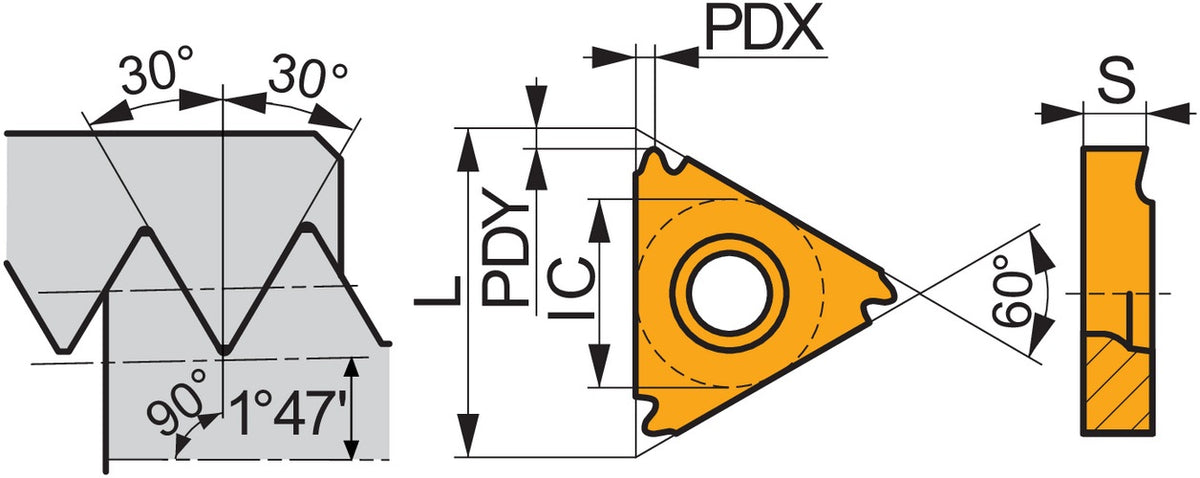 PRAMET Gewindedreh-Wendeschneidplatte TN 16ER080NPT:T8030 – PVD-beschichtet, 9,525 mm Innenkreis