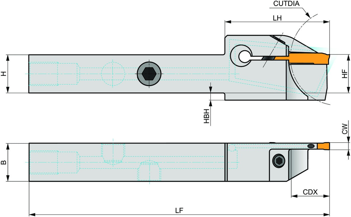 PRAMET Außendrehhalter ISO GL2-A1212HFL-12-40 Einstechtiefe 12 mm Linkslauf