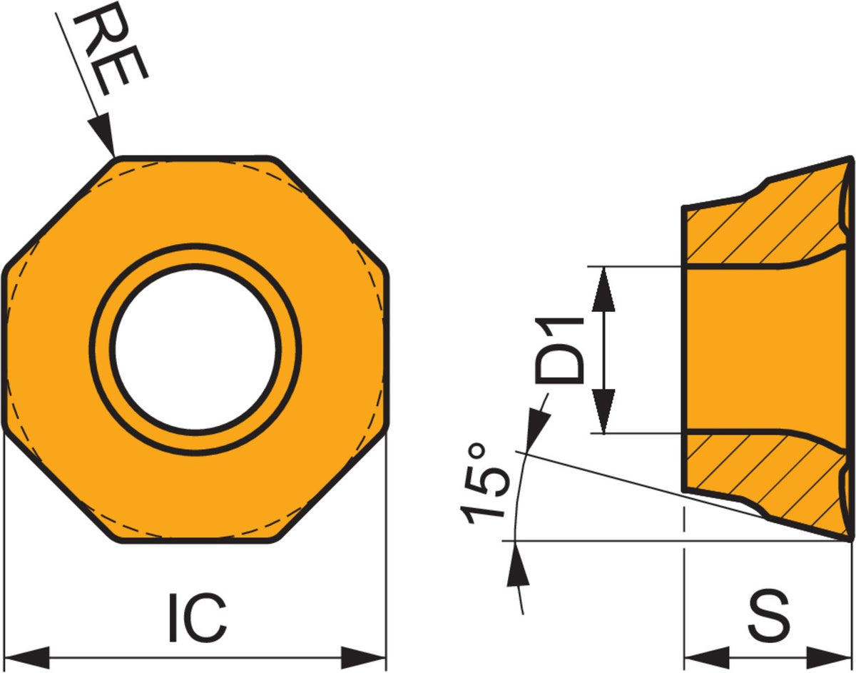 Dormer Pramet Fräswendeschneidplatte ODMT 050508SN-R:M8330 PVD beschichtet Gold