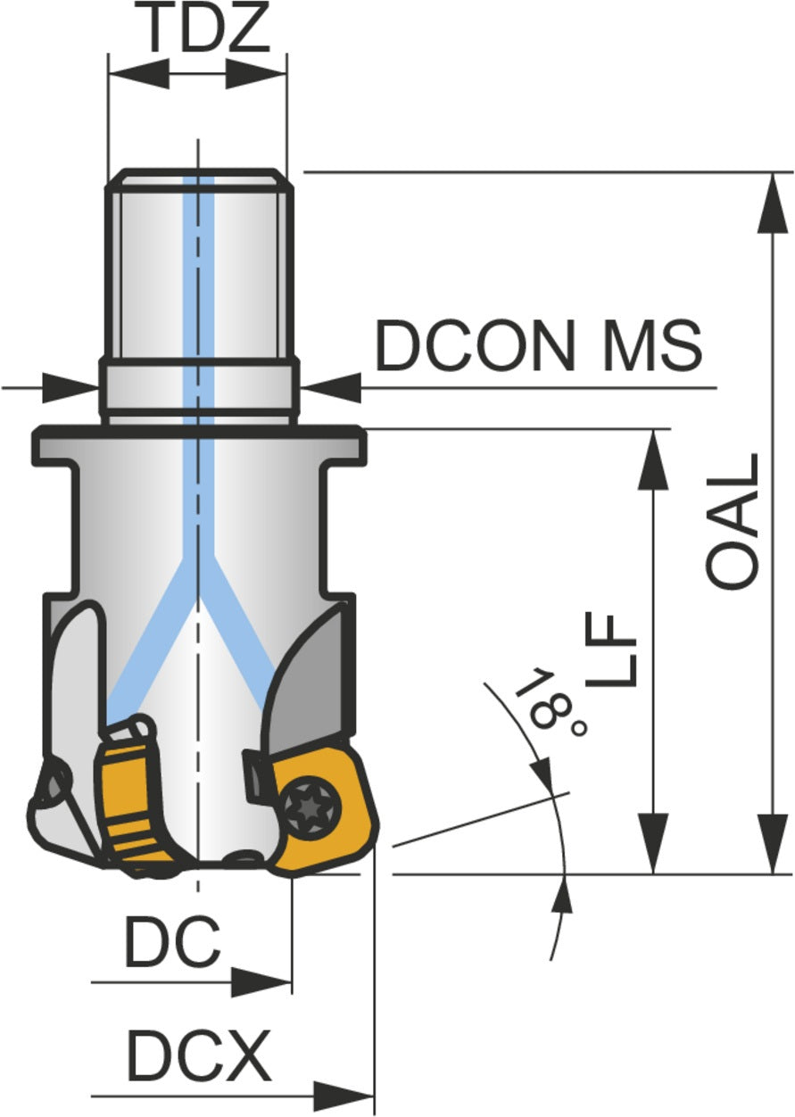 PRAMET Hochvorschubfräser 100A08R-SMOSN11-C D.32mm Rechtslauf Schneid-D.100mm