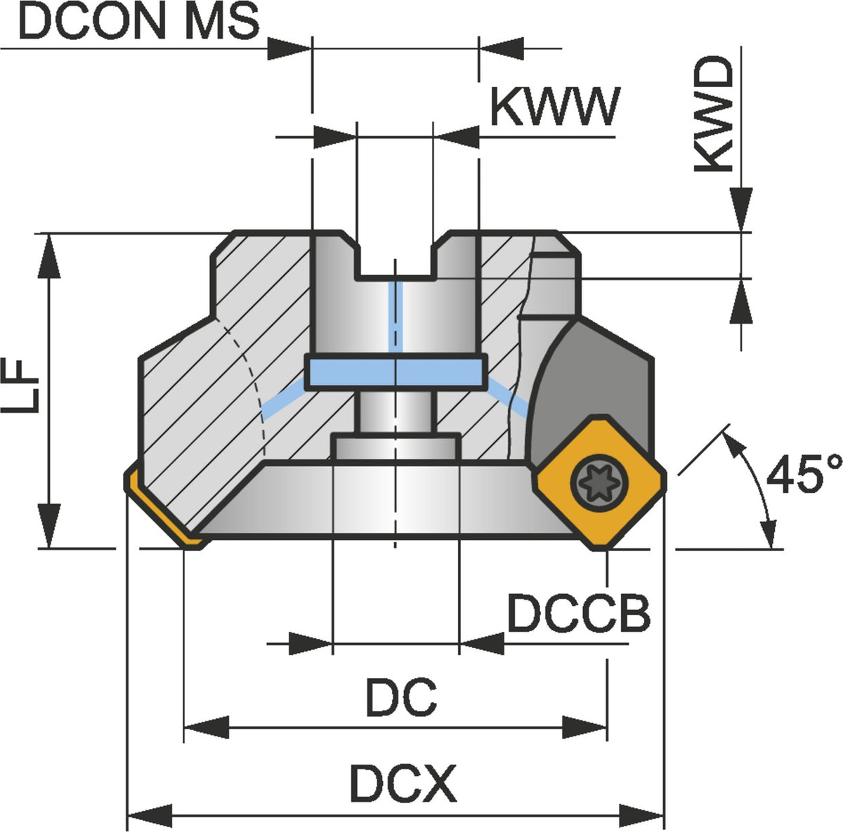 PRAMET Planfräser ISO 100A07R-S45SN12Z-C D.32mm Rechtslauf Schneid-D.115mm