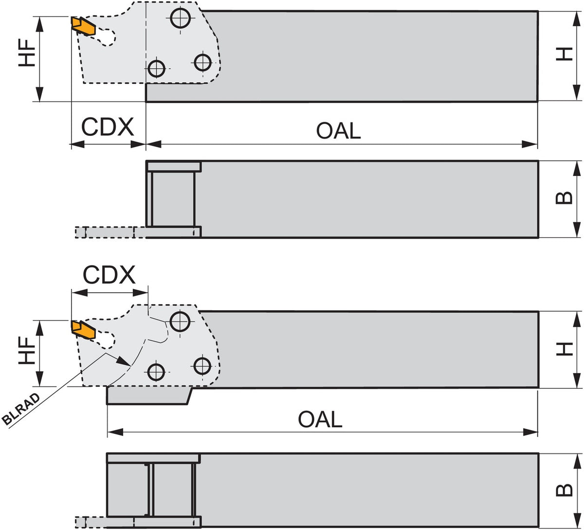 PRAMET Modularer Werkzeughalter ISO MS-EN-1212 F Einstechtiefe 15mm