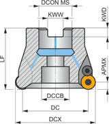 Dormer Pramet PRAMET Kopier-Planfräser ISO 50A05R-SCMORD12-CF, Ø 50 mm, mit Wendeplatten