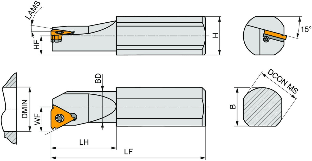 PRAMET Bohrstange ISO SIL 0010 K 11-0 Ø16 mm Linkslauf für Innengewinde und Einstiche