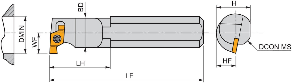 PRAMET Einstechbohrstange ISO P61.SGL-0012M-06 D.12mm Linkslauf für Innenstiche