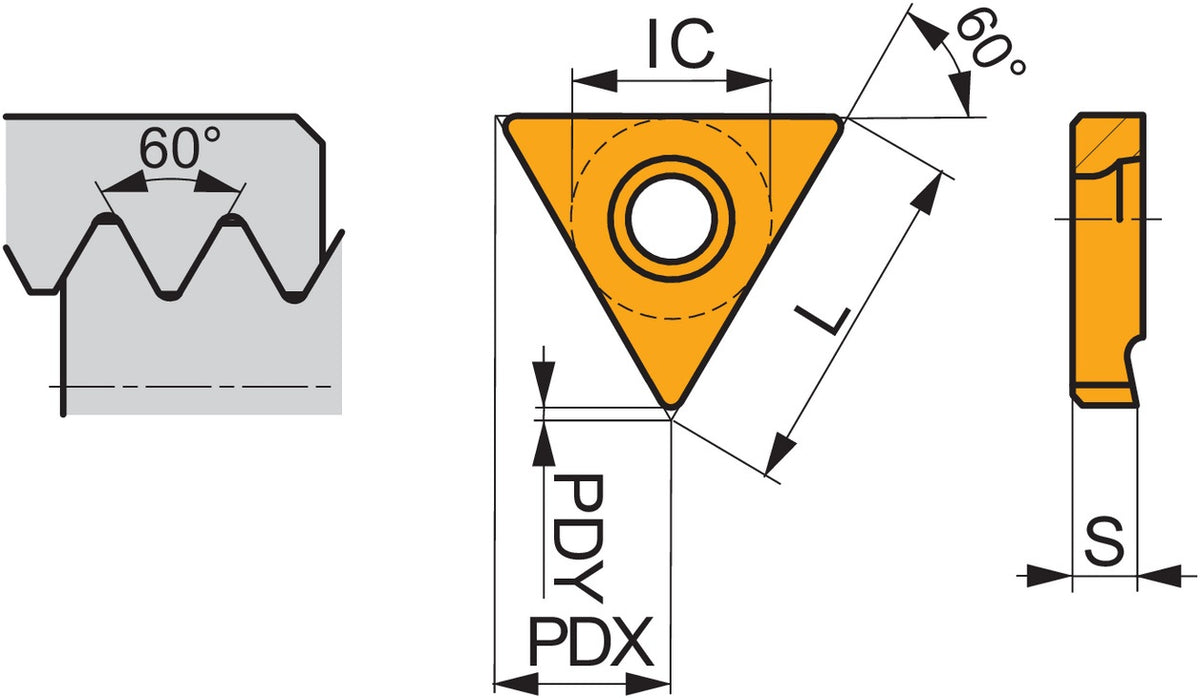 PRAMET Gewindedreh-Wendeschneidplatte TN 22NN350-500M:T8030, Innenkreis-D. 12,7 mm