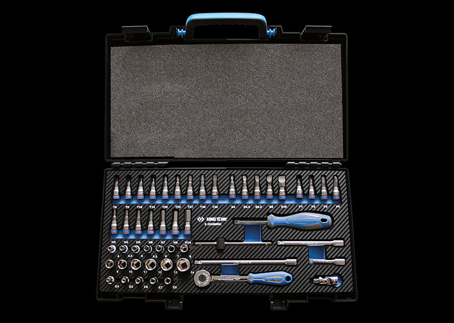 KING TONY Profi-Werkzeuge - 1/4" 6-Kant Steckschlüssel-Set, mit Zubehör - 50 tlg. 2550MRE