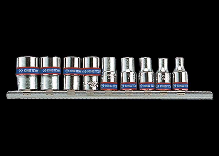 KING TONY Profi-Werkzeuge - 1/4" Steckschlüssel-Set, metrisch, Steckleiste - 9 tlg. 2509MR