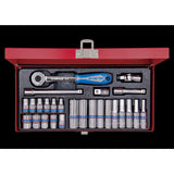 KING TONY Profi-Werkzeuge - 1/4" Steckschlüssel-Set, metrisch, mit Zubehör - 26 tlg. 2526MR02