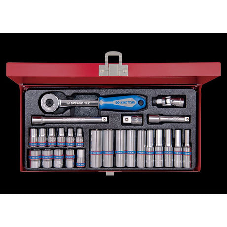 KING TONY Profi-Werkzeuge - 1/4" Steckschlüssel-Set, metrisch, mit Zubehör - 26 tlg. 2526MR02