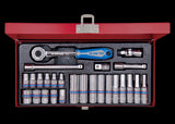 KING TONY Profi-Werkzeuge - 1/4" Steckschlüssel-Set, metrisch, mit Zubehör - 26 tlg. 2526MR02