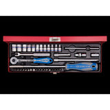 KING TONY Profi-Werkzeuge - 1/4" Steckschlüssel-Set, metrisch, mit Zubehör - 39 tlg. 2540MR02