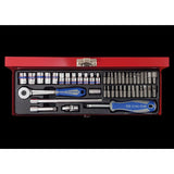 KING TONY Profi-Werkzeuge - 1/4" Steckschlüssel-Set, metrisch, mit Zubehör - 45 tlg. 2545MR10