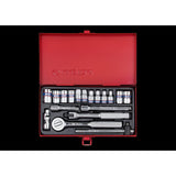 KING TONY Profi-Werkzeuge - 1/4" Steckschlüsseleinsatz-Set, metrisch, mit Zubehör - 18 tlg. 2518MR01
