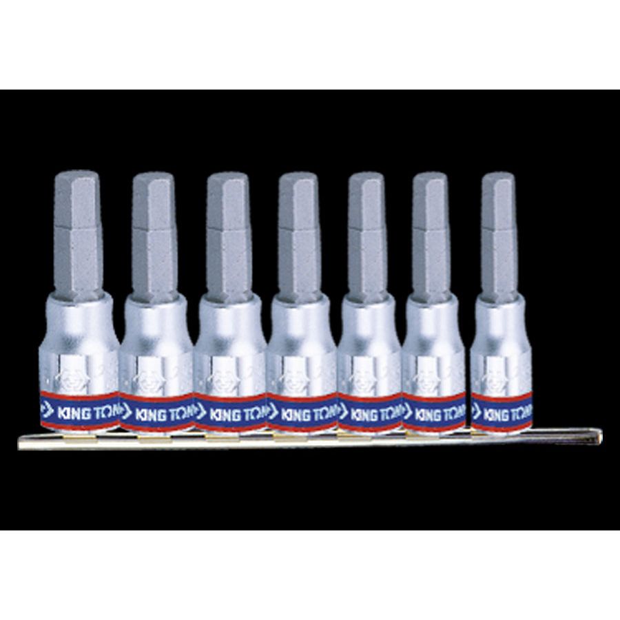 KING TONY Profi-Werkzeuge - 1/4" 6-Kant Steckschlüssel-Set, Steckleiste - 7 tlg. 2127PR