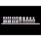 KING TONY Profi-Werkzeuge - 1/4" Steckschlüssel-Set, Zoll, Steckleiste - 9 tlg. 2509SR