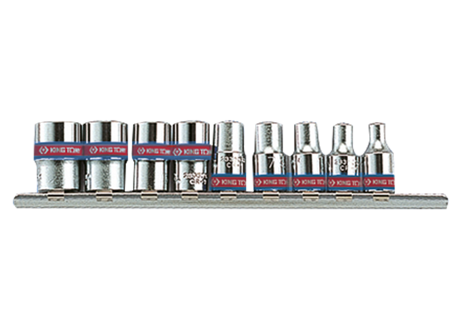 KING TONY Profi-Werkzeuge - 1/4" Steckschlüssel-Set, Zoll, Steckleiste - 9 tlg. 2509SR