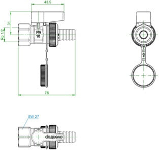 Oventrop Optiflex Kugelhahn Messing PN 16 DN 15, 1/2 Zoll IG – Zum Füllen und Entleeren