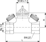 Oventrop Hycocon ETZ Regelventil PN 16 DN 15 (1/2" IG) – thermostatisierbar, mit Voreinstellung