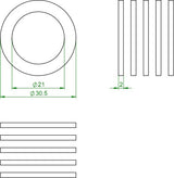 OVENTROP Dichtungssatz 5 Stück für G 3/4 Verschraubung – Ø 24 x Ø 16 x 2 mm
