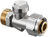 OVENTROP Absperrverschraubung Combi 3 Multiflex 3/4Z ÜMx1/2Z IG – Messing vernickelt, mit Quetschset