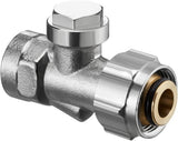 OVENTROP Absperrverschraubung Combi 3 Multiflex 3/4Z ÜMx1/2Z IG – Messing vernickelt, mit Quetschset