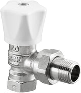 Oventrop Handregulierventil HRV PN 10 Eck DN 10 (3/8 Zoll) – Weiß, Vernickelt, Thermostatisch vorbereitet