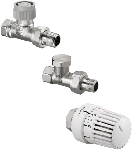 OVENTROP Thermostatventil-Set Uni LH Durchgang – AQ Ventil mit Q-Tech DN 10, automatischer hydraulischer Abgleich