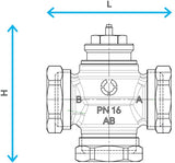 Oventrop Tri-CTZ Dreiwege-Verteil- und Mischventil PN 16 DN 15 – Messing, G 3/4, Kvs 2,4