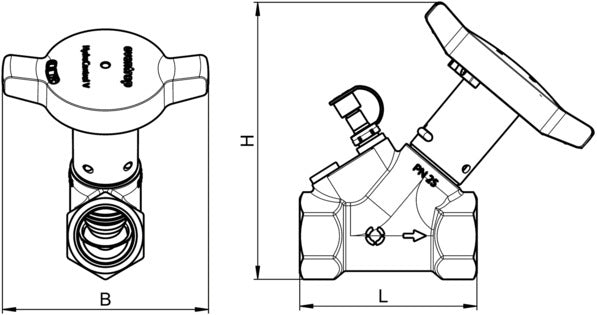 Oventrop Strangabsperrventil HydroControl A PN 25 DN 15, 1/2" IG – Schrägsitz, Messing