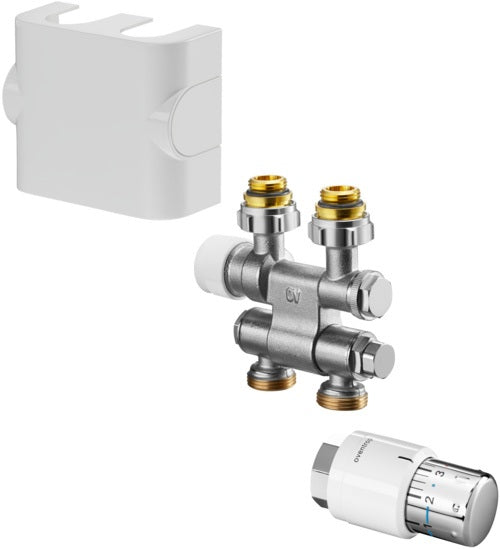 OVENTROP Multiblock T Badheizkörper-Anschluss-Set 8 verchromt mit Thermostat