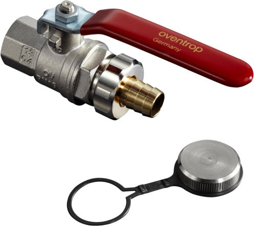 OVENTROP Kugelhahn Messing vernickelt DN 15 Rp 1/2 Innengewinde mit Schlauchtülle