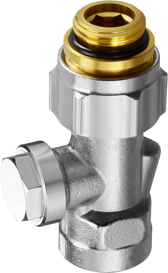 OVENTROP Absperrverschraubung Combi 3 Multiflex 3/4Z ÜMx1/2Z IG – Messing vernickelt, mit Quetschset