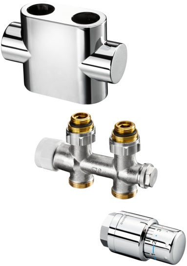 OVENTROP Multiblock T Badheizkörper-Anschluss-Set 5 DG Edelstahl-Design