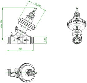 OVENTROP Cocon QFC Regulierventil DN 65 PN 25 mit Rollnut – Druckunabhängig, 5-20 m³/h