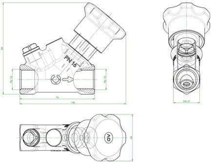 Oventrop Aquastrom K Zirkulationsventil DN 15 – Thermisches Kaltwasser-Regelventil Rp 1/2 Z IG
