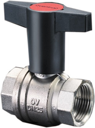 OVENTROP Optibal Knebelgriff-Kugelhahn PN 16 Messing DN 10 (3/8 Zoll) – Volldurchgang, vernickelt