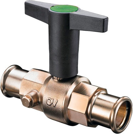 OVENTROP Optibal Knebelgriff-Kugelhahn DN 15 beidseitig Pressanschluss, vernickelt
