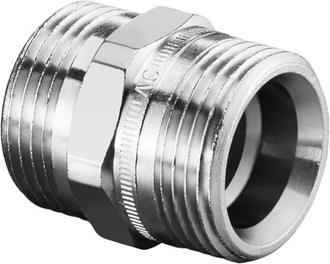 OVENTROP Doppelnippel Messing vernickelt G 3/4 Zoll Außengewinde x G 3/4 Zoll Außengewinde