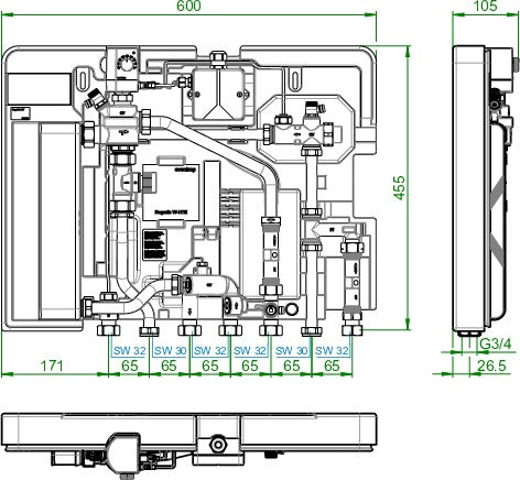 OVENTROP Regudis W-HTE Wohnungsstation – elektronisch geregelt, 12 l/min, kupfergelötet