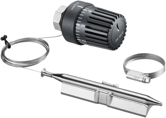 OVENTROP Temperaturregler mit Anlegefühler, Wärmeleitsockel & 2 m Kapillarrohr, 20-50 °C