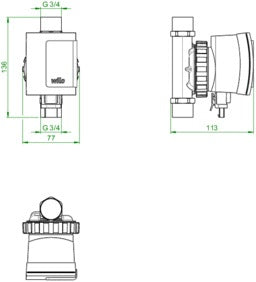 OVENTROP Umwälzpumpe Wilo-Star-Z NOVA C 130 mm G 1Z für Regudis W-HTF