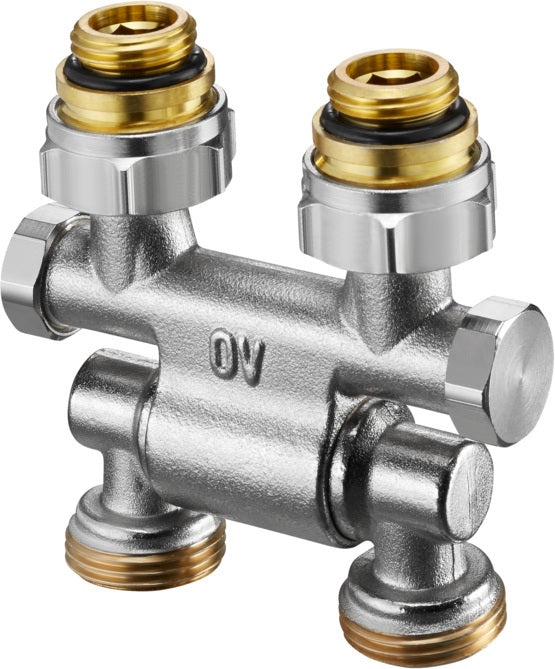 OVENTROP Multiflex F Absperrverschraubung ZBU 3/4 Zoll ÜM x 3/4 Zoll AG schwenkbar