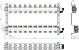 OVENTROP Multidis SFQ Edelstahl-Heizkreisverteiler mit Durchflussindikator, 2 Heizkreise, Q-Tech